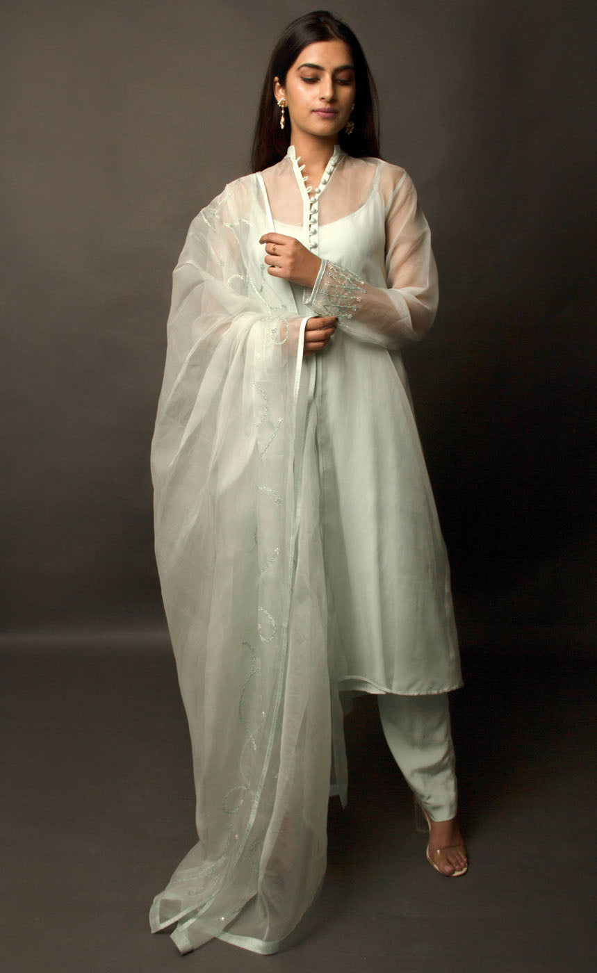 plain organza dress design Organza Designer Party Dress with Embroidery Medium